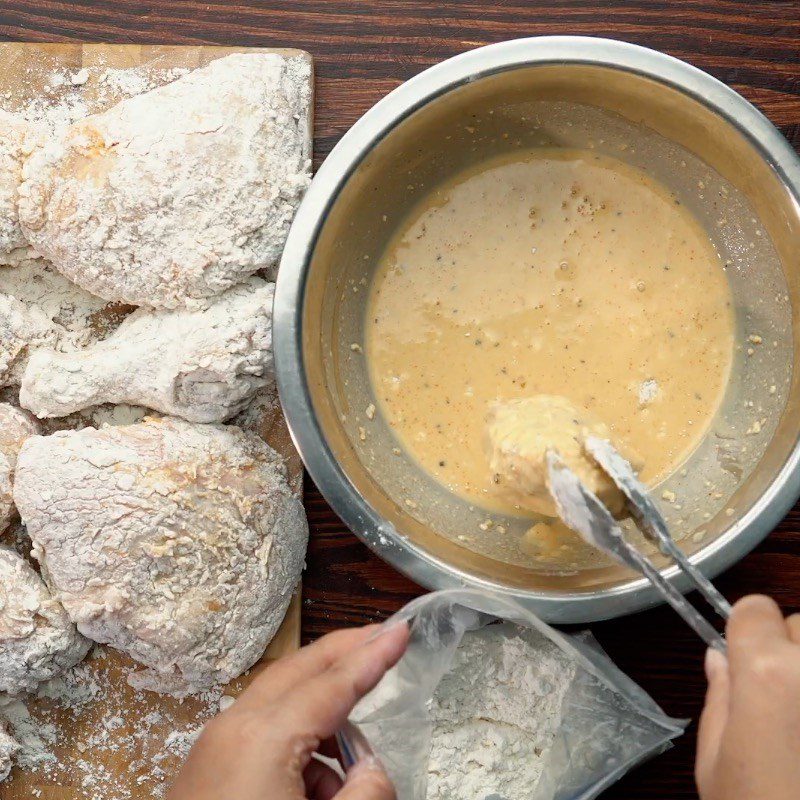 Step 4 Coating the chicken with crispy flour Fried Chicken