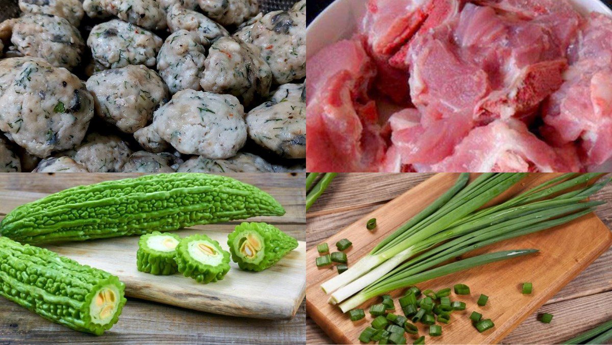 Ingredients for cooking bitter melon hot pot with tilapia