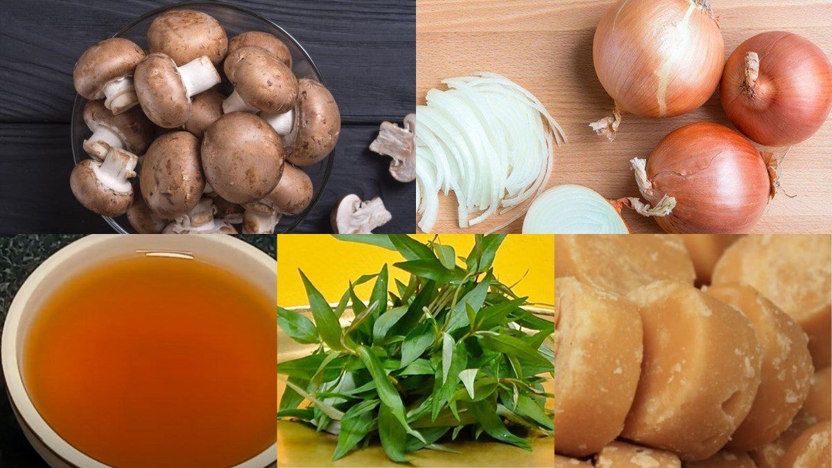 Ingredients for stir-fried mushrooms with salt and pepper and stir-fried butter lemon