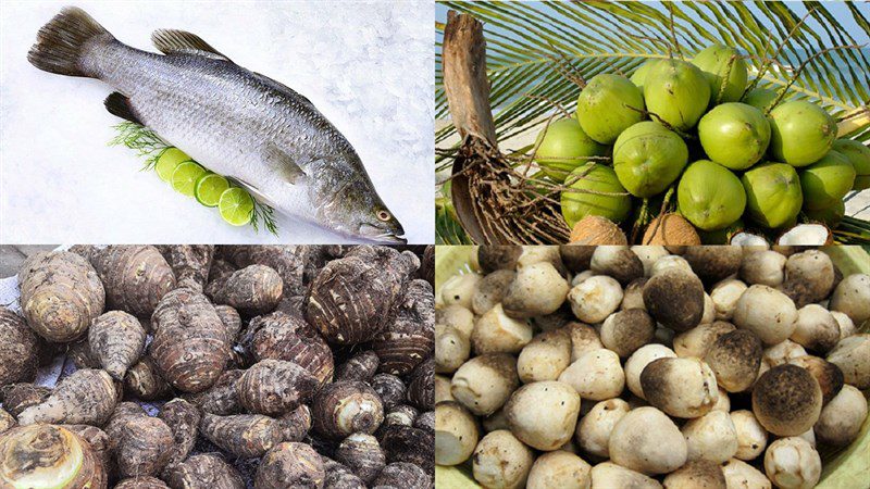 Ingredients for the catfish hotpot with taro and sour spicy flavor