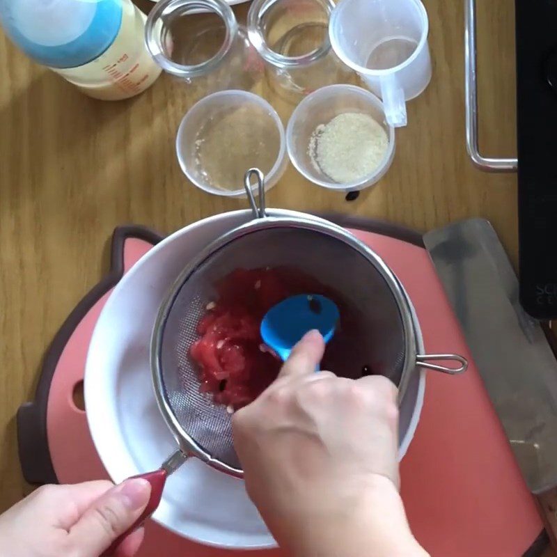 Step 1 Extract watermelon juice for Watermelon Pudding