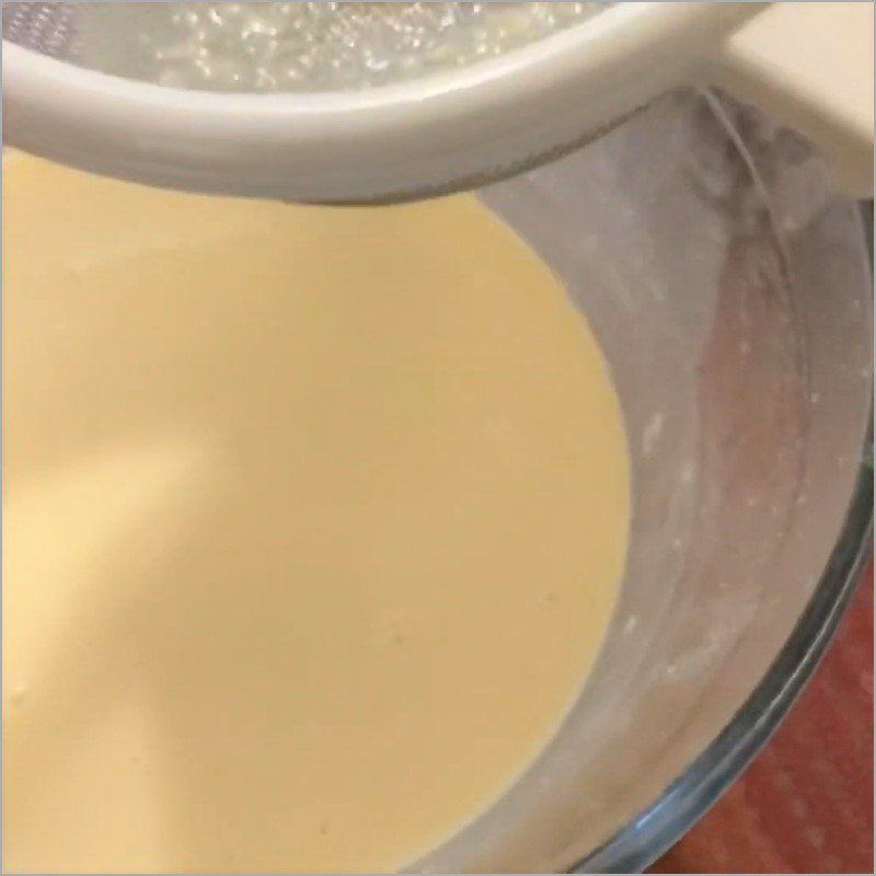 Step 3 Sifting the cake batter mixture Canele