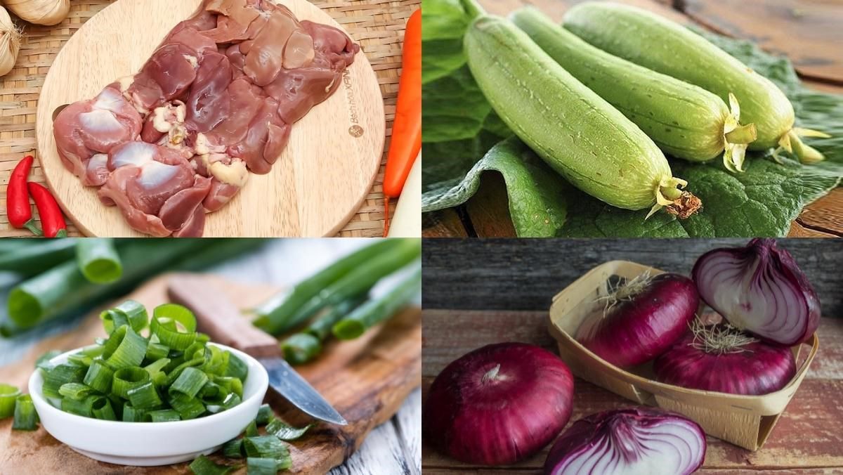 Ingredients for chicken entrails stir-fried with melon