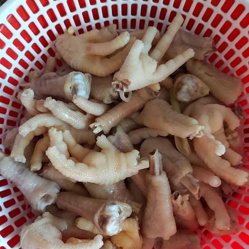 Step 3 Boil chicken feet Chicken feet soaked in lemongrass and calamansi