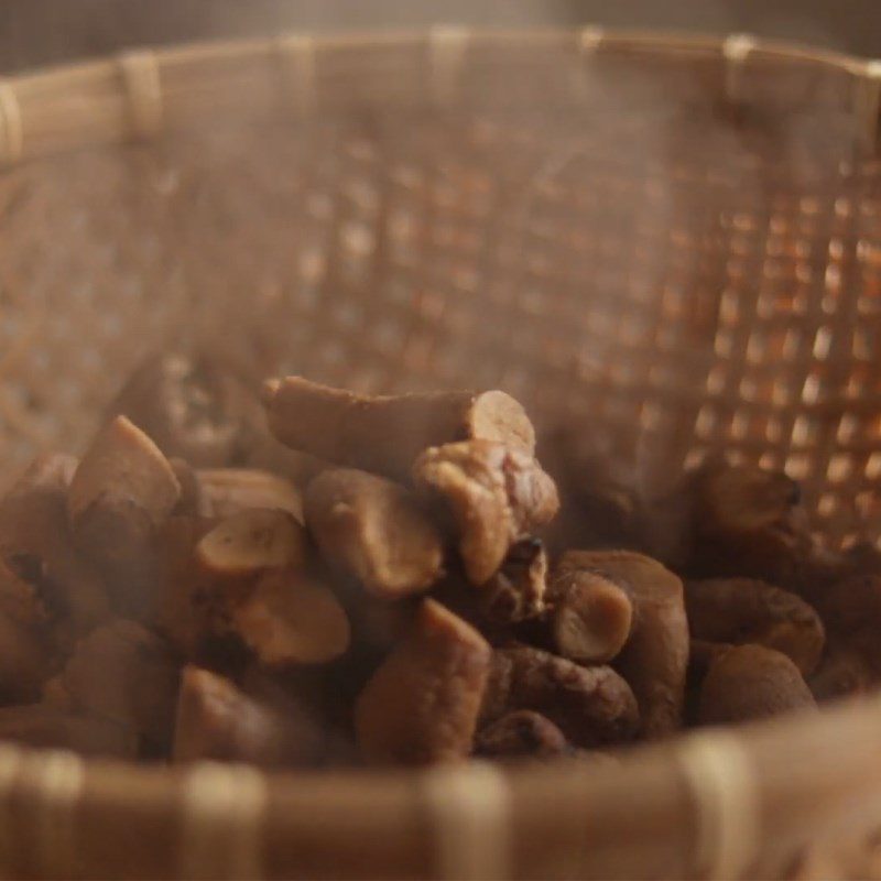 Step 1 Boil shiitake mushroom stems for Vegetarian Mushroom Floss