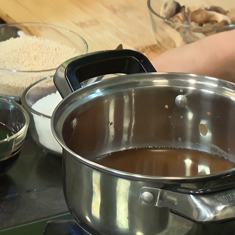 Step 1 Boil mushroom stems for Vegetarian Floss from Shiitake Mushrooms