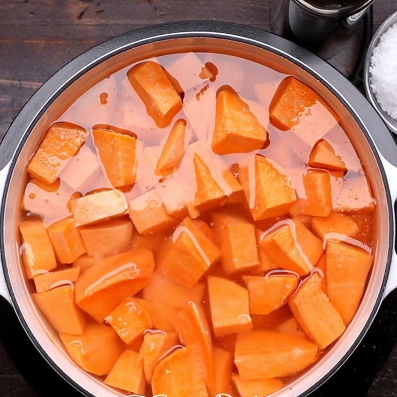 Step 2 Boil sweet potato Mashed sweet potato with cheese