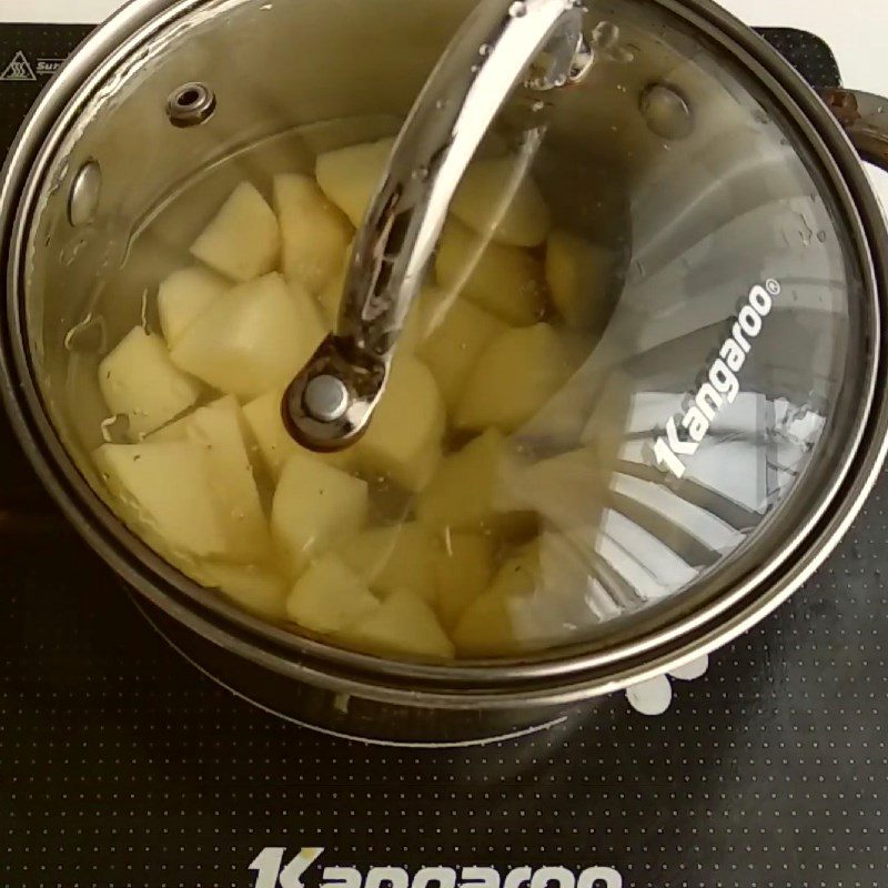 Step 2 Boil potatoes and eggs Mashed potatoes with mayonnaise