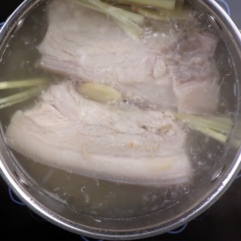 Step 1 Prepare and boil pork belly with Thai fish sauce