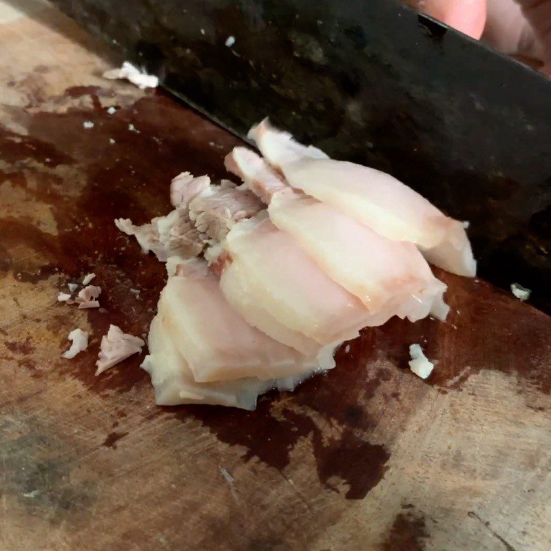 Step 3 Boiling meat and shrimp Young mangosteen salad with shrimp and meat