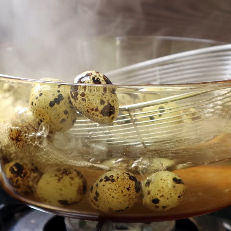 Step 3 Boil eggs and peel Quail eggs with tofu