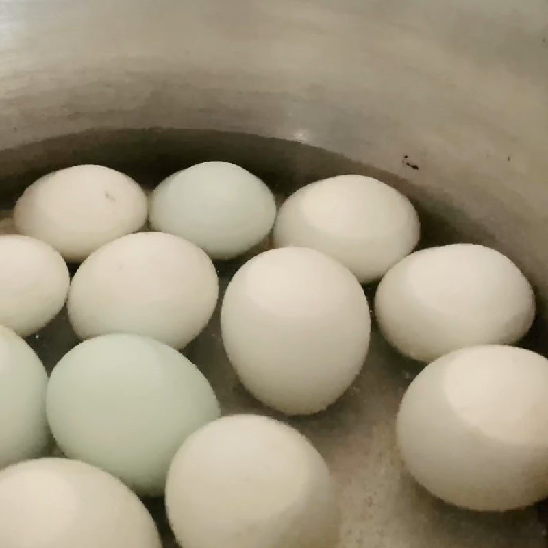 Step 1 Boil duck eggs Boiled duck eggs with rau răm