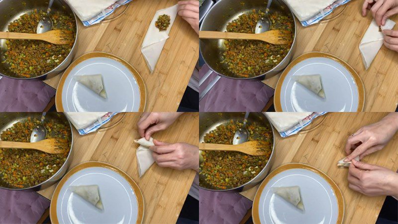 How to roll spring rolls in a perfect triangle shape