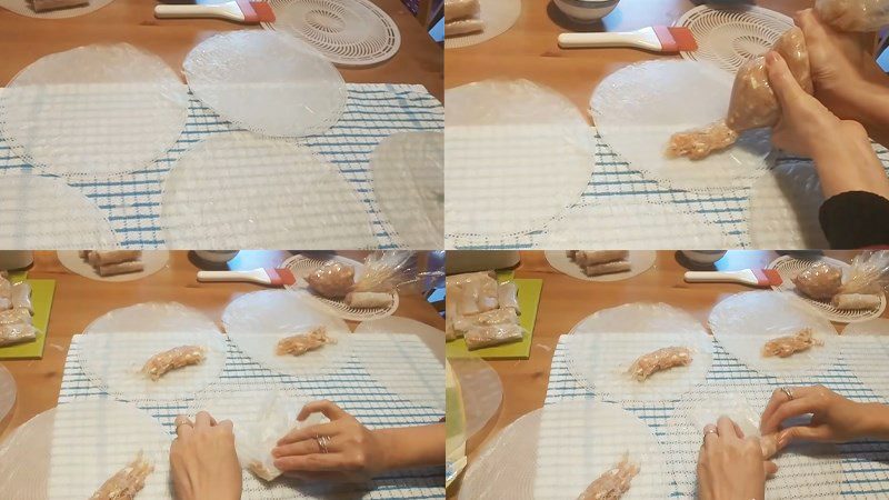 Quick spring roll wrapping method using a plastic bag