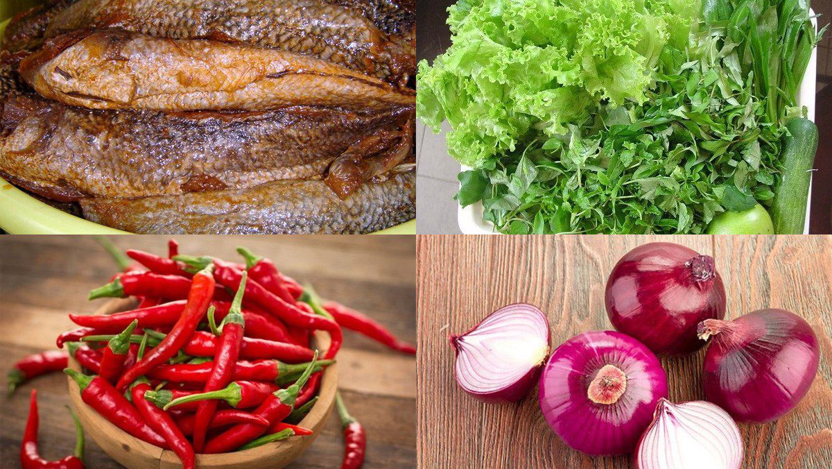 Ingredients for the dish of steamed snakehead fish