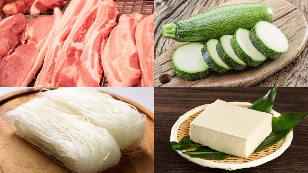 Ingredients for making meat mandu, kimchi mandu and vegetable mandu