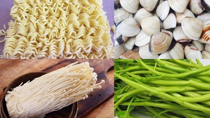 Ingredients for clam noodle dish