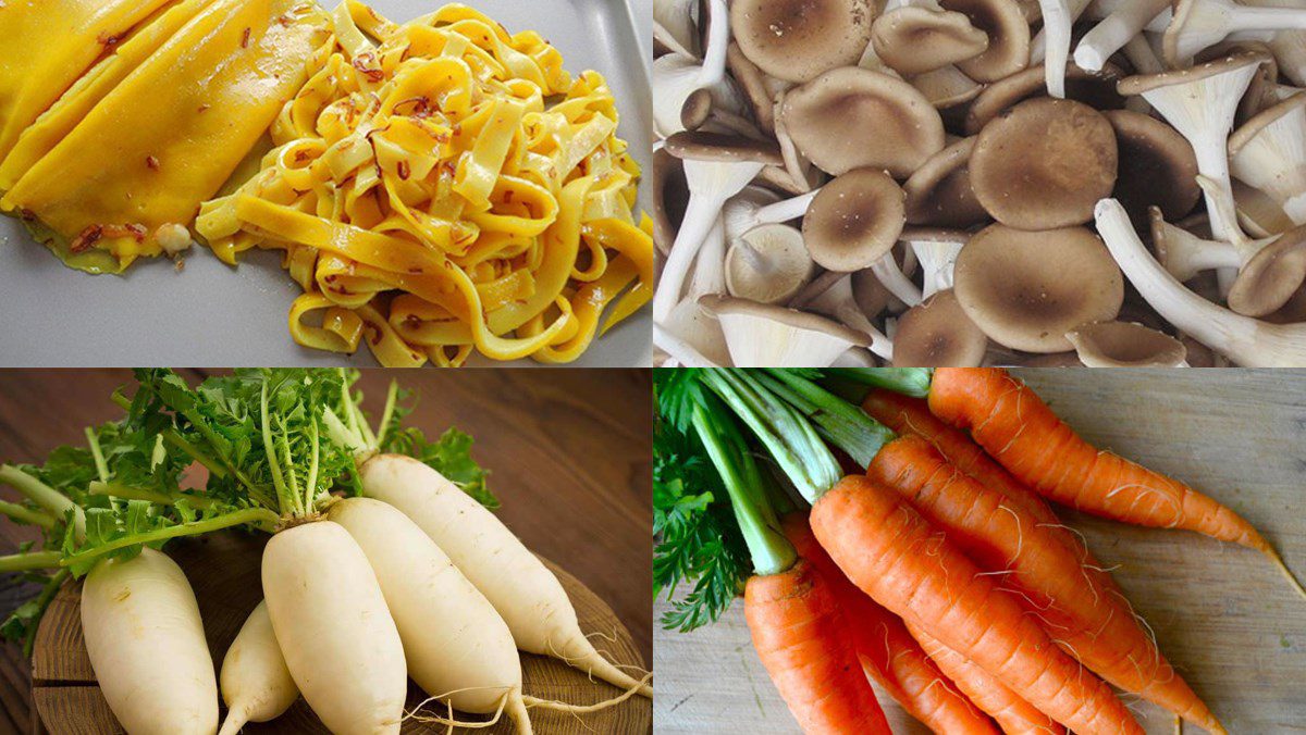 Ingredients for vegetarian Quang noodles