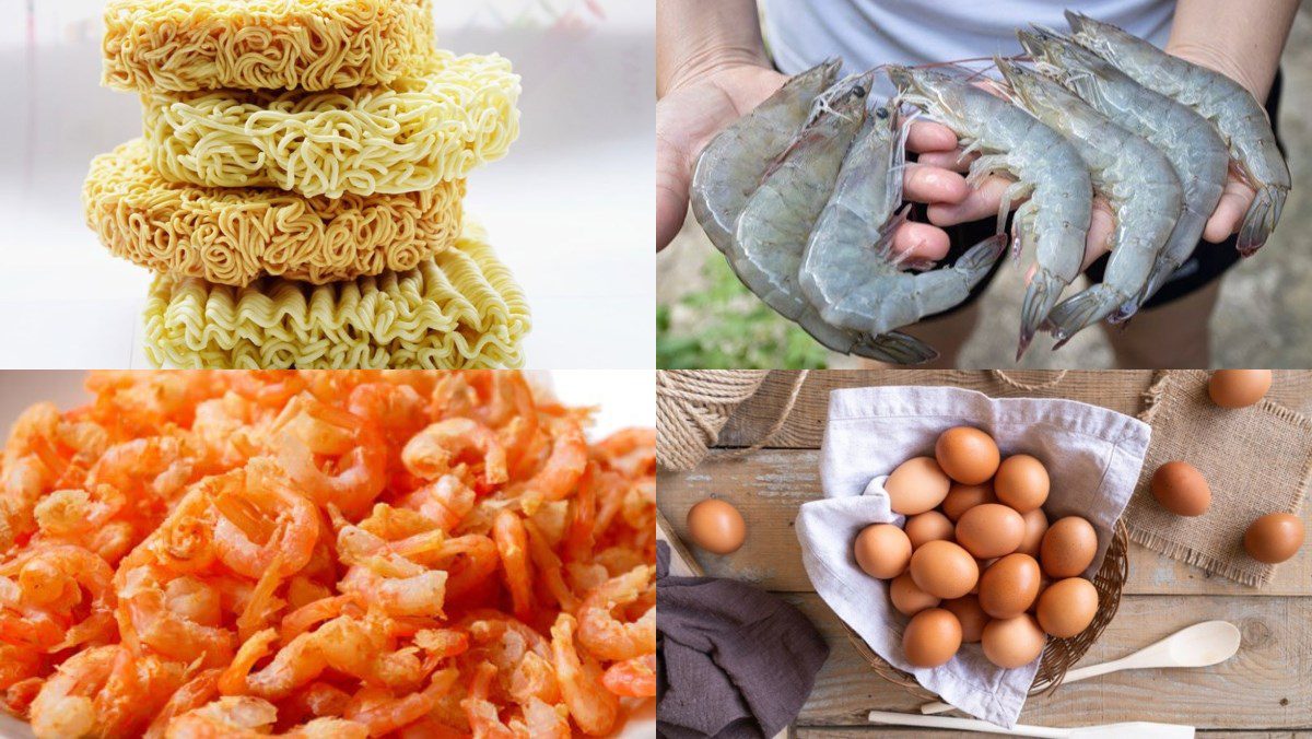 Ingredients for the dish of mixed noodles with chili salt