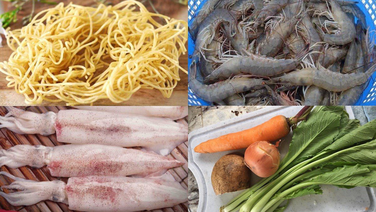 Ingredients for crispy mixed noodle dish