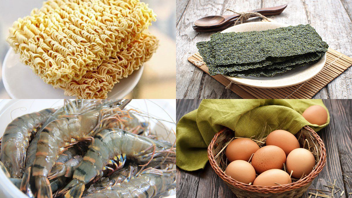 Ingredients for stir-fried seaweed noodles