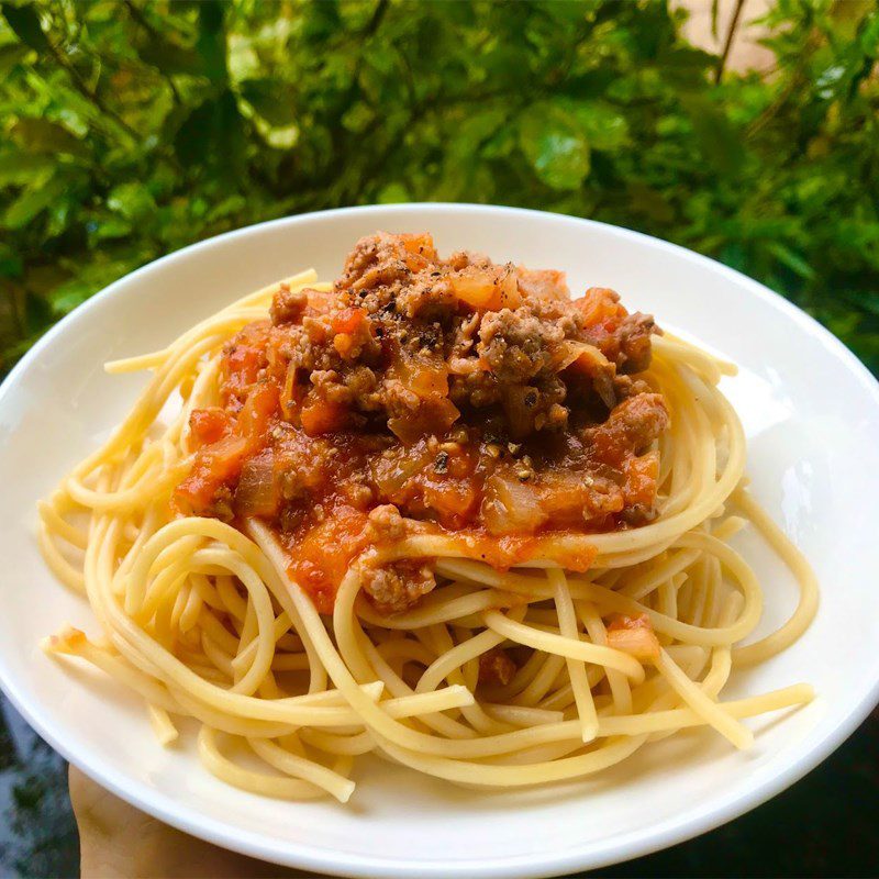 Step 4 Finished product of Spaghetti with minced beef and tomato sauce (recipe shared by a user)