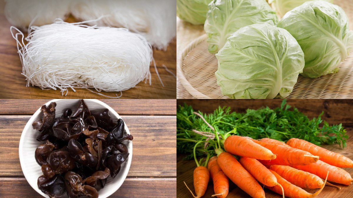 Ingredients for stir-fried vermicelli with cabbage