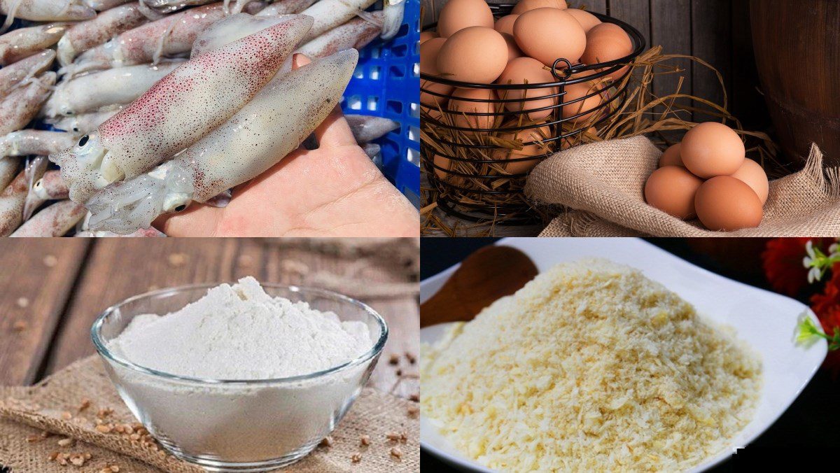 Ingredients for fried squid dish