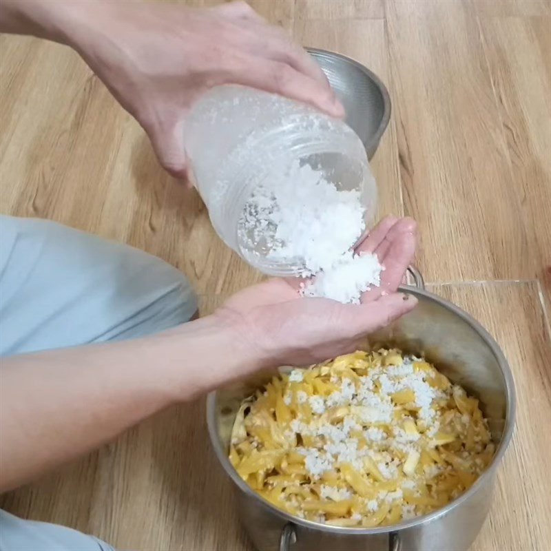 Step 2 Salting jackfruit fibers Ripe jackfruit