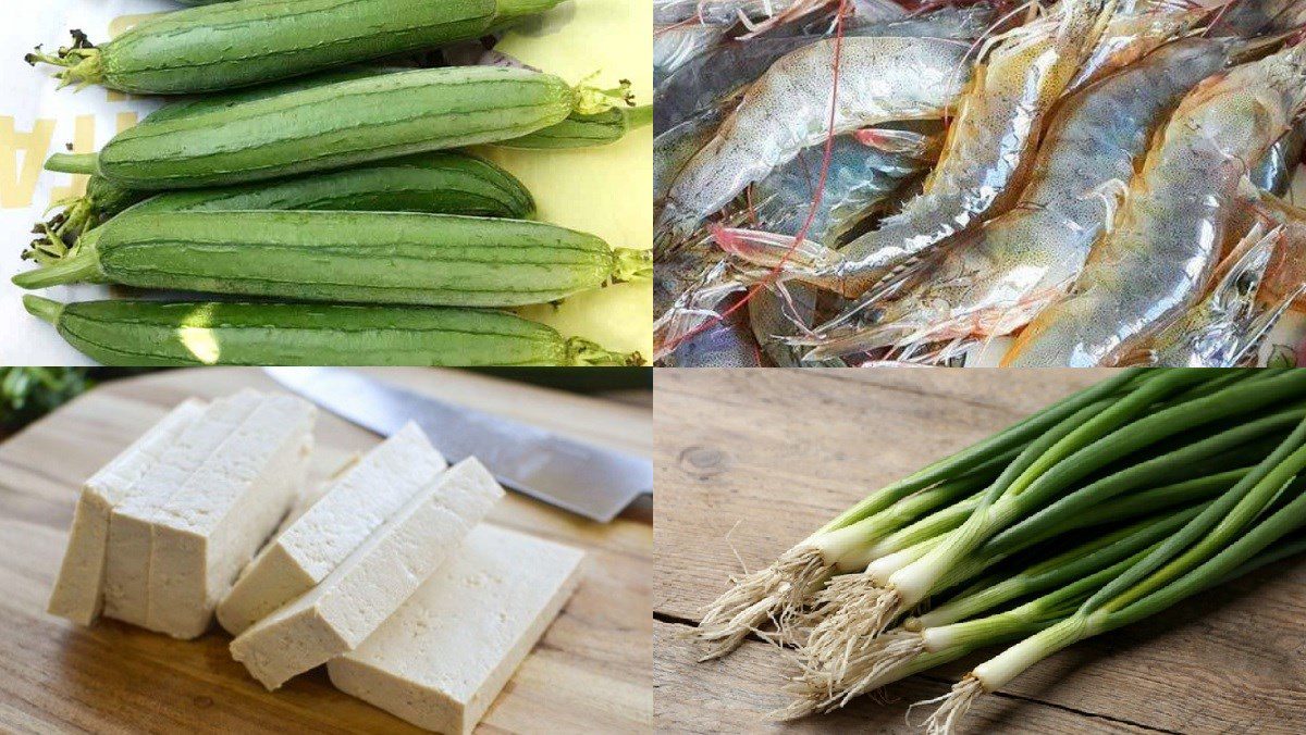 Ingredients for stuffed bitter gourd with steamed shrimp