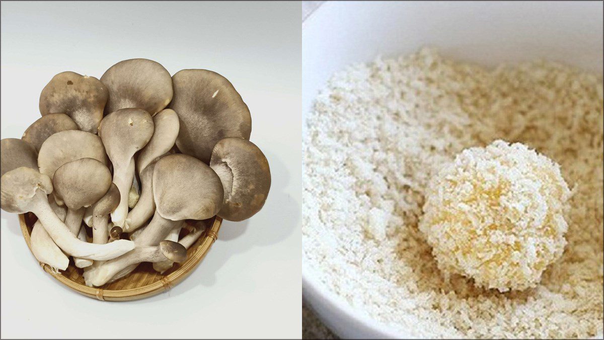 Ingredients for crispy fried oyster mushrooms