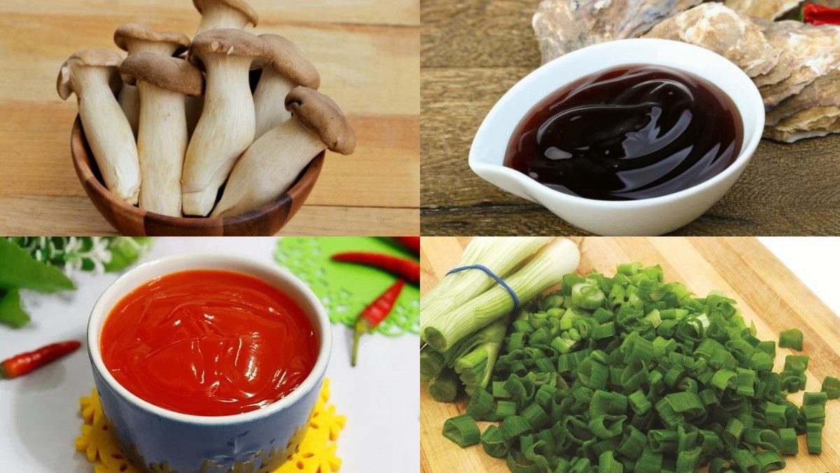 Ingredients for grilled chicken leg mushroom dish using air fryer