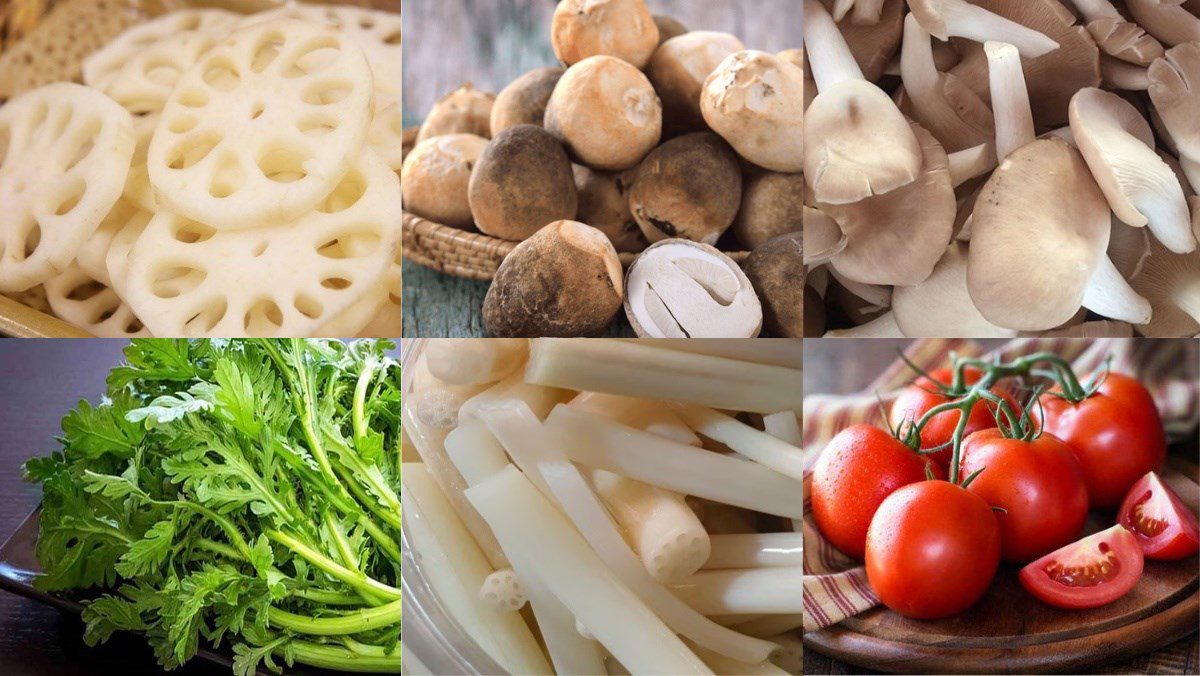 Ingredients for cooking lotus root hot pot