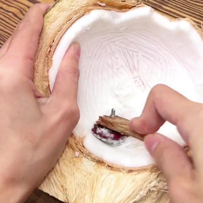 Step 1 Grate the Coconut for Sweet Potato Stuffed Banh Xu Xe