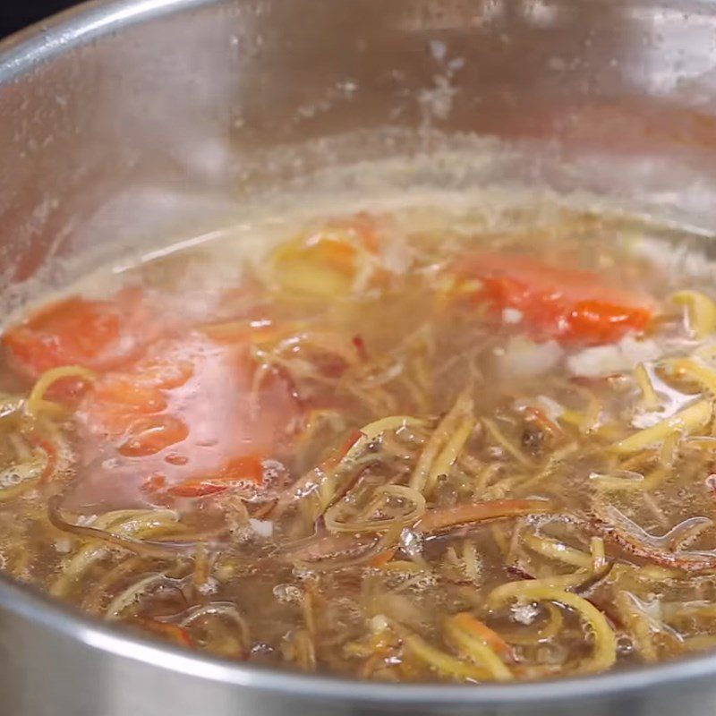 Step 3 Cooking soup Banana flower soup with pork