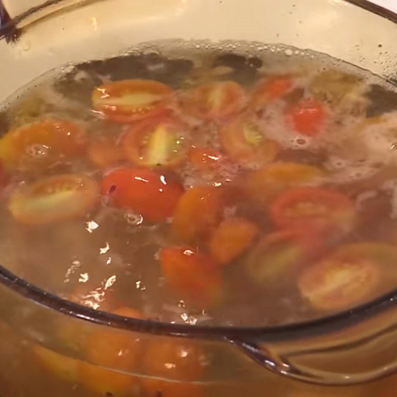 Step 5 Cooking soup Shrimp soup with water celery