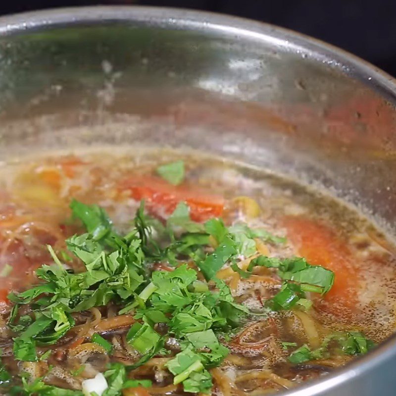 Step 3 Cooking soup Banana flower soup with pork