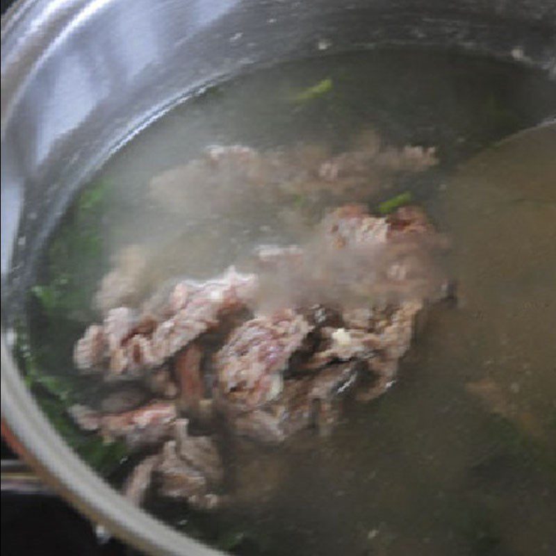 Step 3 Cooking the soup Beef soup with betel leaves