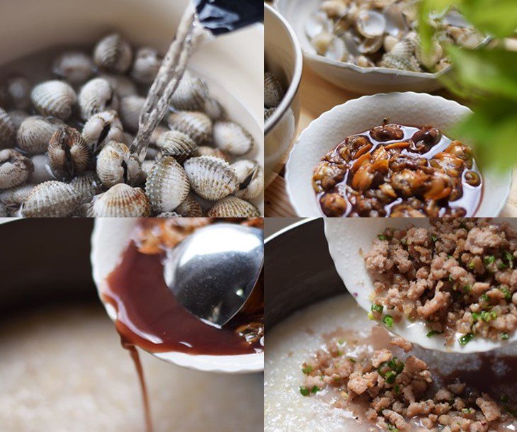 Step 4 Cook the porridge Blood clam porridge