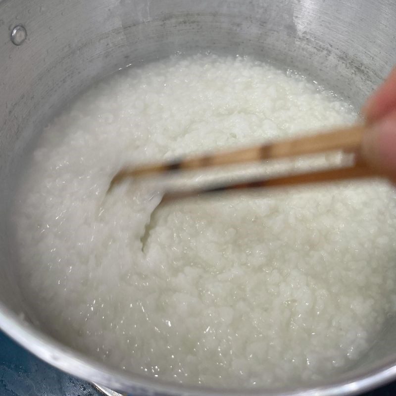 Step 5 Cooking porridge Minced meat rib porridge