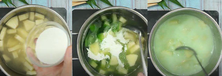 Step 3 Cooking jackfruit pudding How to cook jackfruit pudding with pandan leaves and coconut milk deliciously chewy