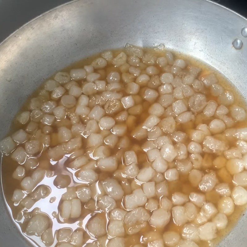 Step 2 Cook the palm sugar with tapioca pearls Palm sugar tapioca pearls with rice paper