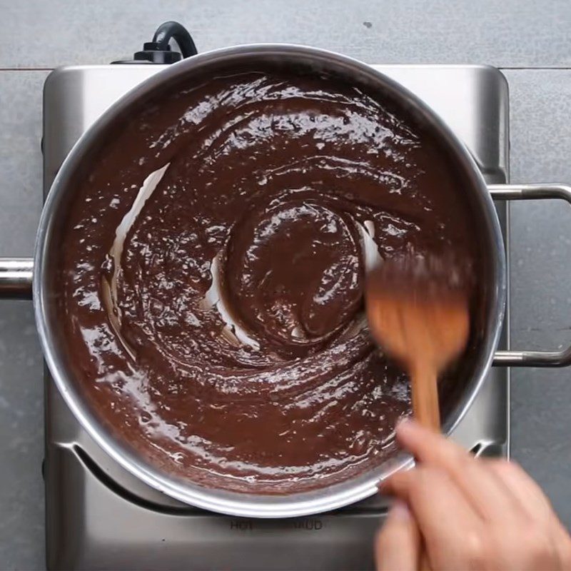 Step 1 Cook the cocoa milk mixture for Brigadeiros