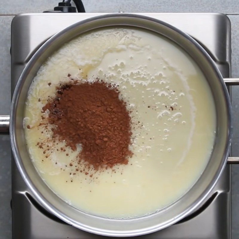 Step 1 Cook the cocoa milk mixture for Brigadeiros