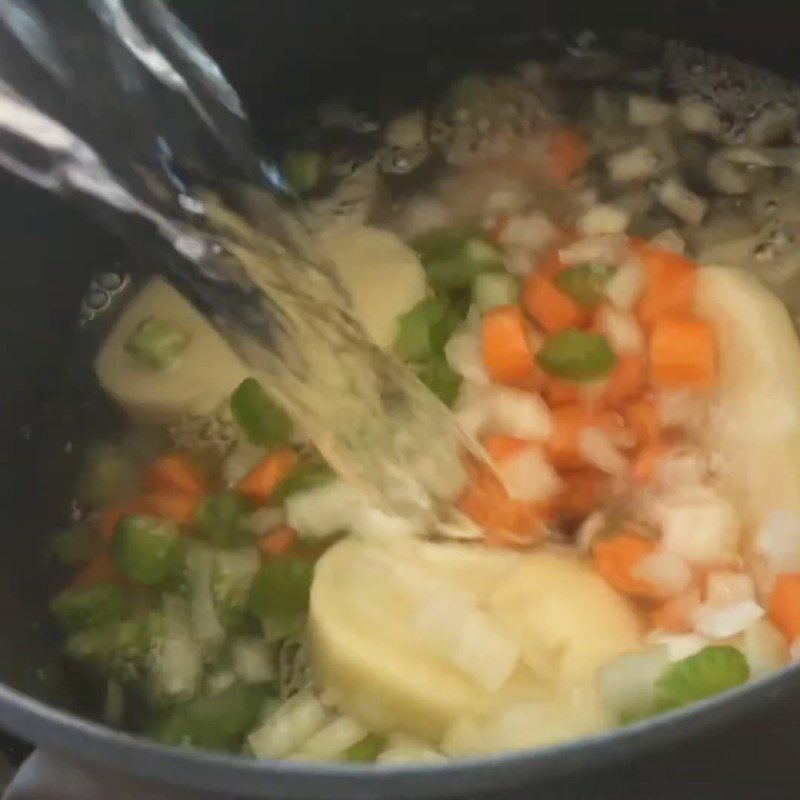 Step 2 Cook the potatoes and vegetables Bacon potato soup