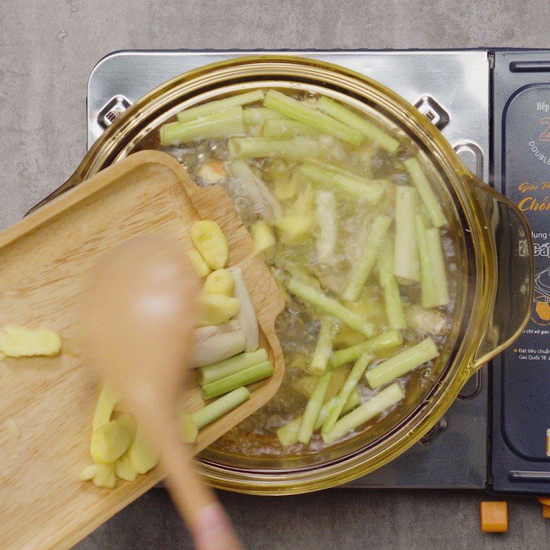 Step 2 Cook the lemon grass ginger water Lemon grass ginger water