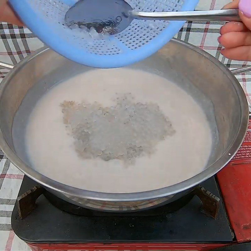 Step 2 Cooking Coconut Milk with Tapioca Pearls Grilled Banana with Coconut Milk