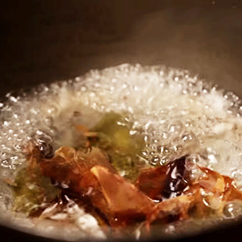 Step 2 Cook the udon broth for Kimchi Udon Noodles