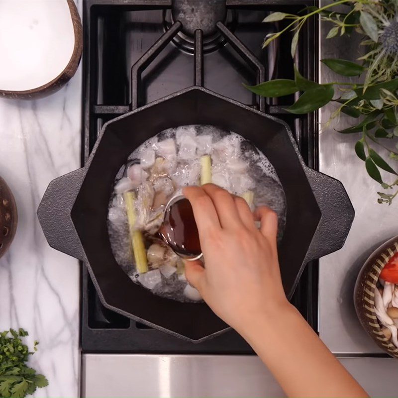 Step 3 Cook the soup for Thai Coconut Chicken Soup - Tom Kha Gai