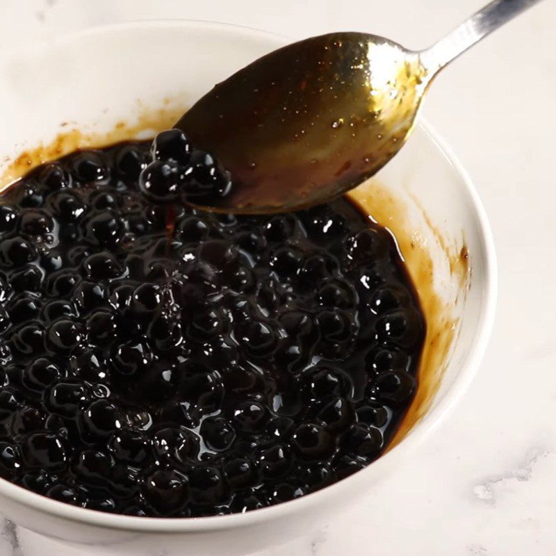 Step 7 Cooking dry tapioca pearls Black sugar milk tea cake using an air fryer